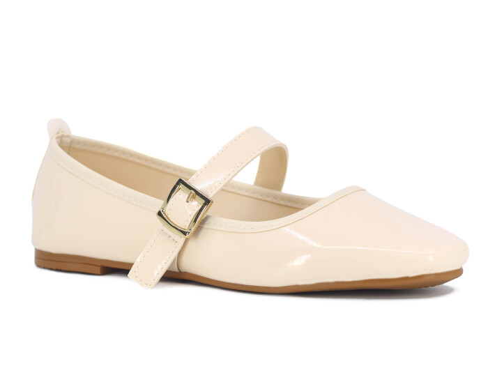 Sahra Zenne Atkılı 2025 Babet Ayakkabı Bej Rugan - Sahra