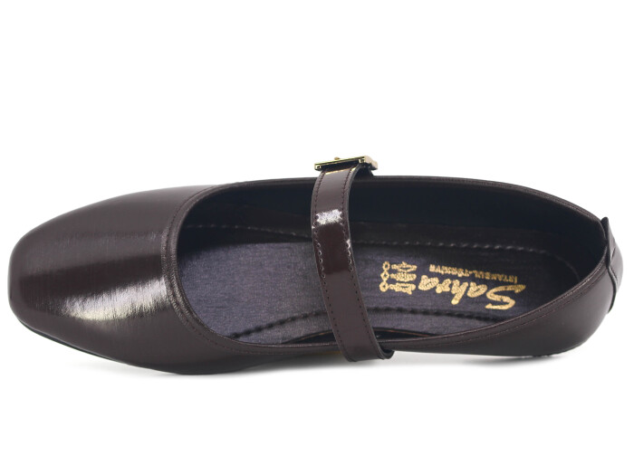 Sahra Zenne Atkılı 2025 Babet Ayakkabı Kahve Rugan - 2