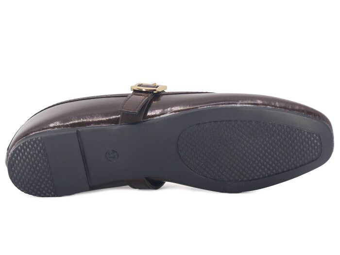 Sahra Zenne Atkılı 2025 Babet Ayakkabı Kahve Rugan - 3