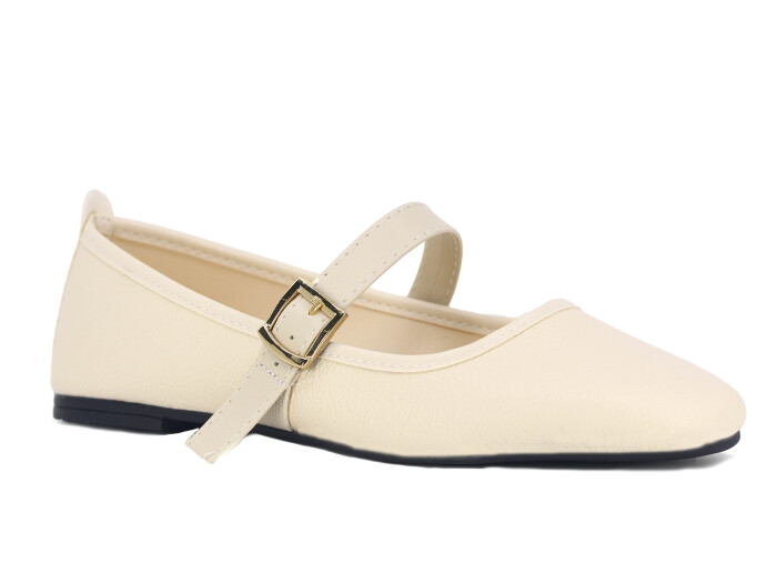 Sahra Zenne Atkılı 2025 Babet Ayakkabı Krem - 1