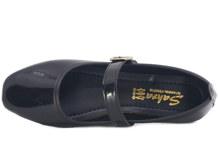 Sahra Zenne Atkılı 2025 Babet Ayakkabı Siyah Rugan - 2