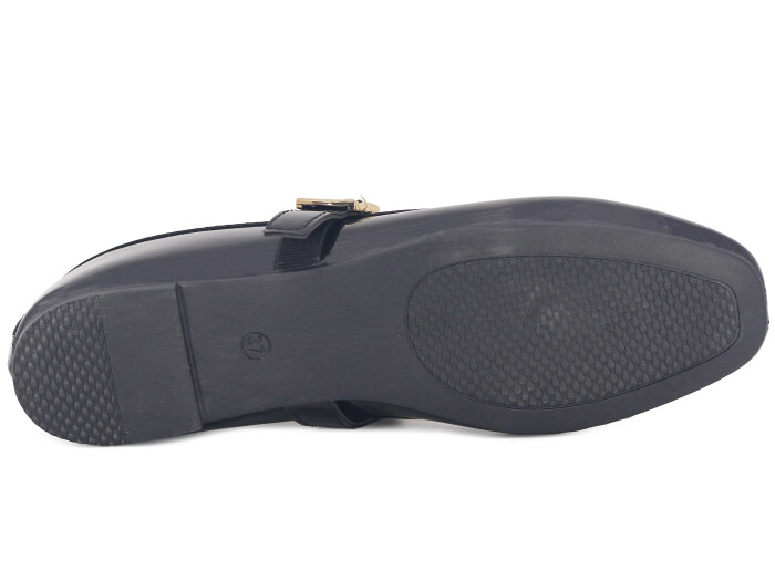 Sahra Zenne Atkılı 2025 Babet Ayakkabı Siyah Rugan - 3