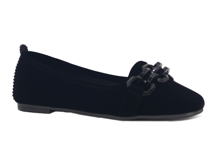 Sahra Zenne Geçmeli Zincir Toka Babet Ev Ayakkabısı Siyah - Sahra