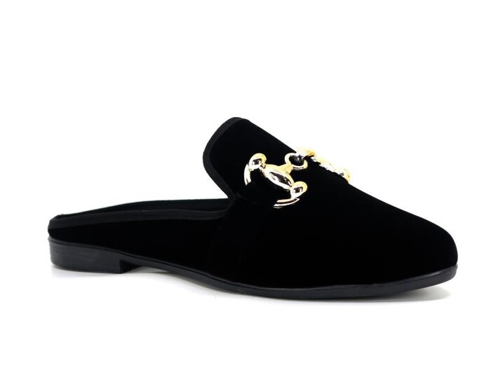 Sahra Zenne Sivri Halka Geçmeli Toka Traşlı Ev Terliği Sarı Tokalı - 1