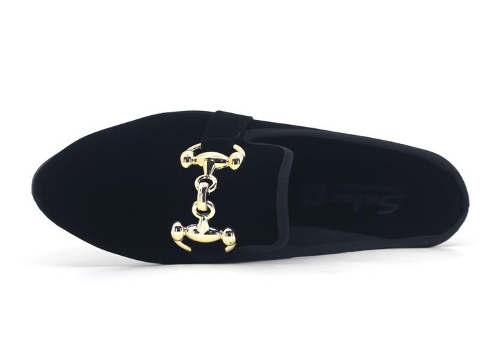 Sahra Zenne Sivri Halka Geçmeli Toka Traşlı Ev Terliği Sarı Tokalı - Sahra (1)