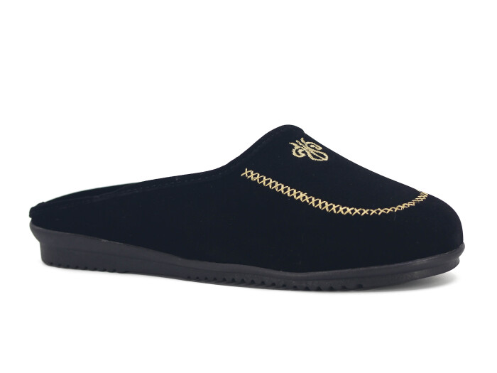 Sahra Zenne İşlemeli Gondol Ev Terliği Altın Çizgili - Sahra