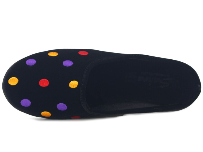 Sahra Zenne İşlemeli Gondol Ev Terliği Siyah Puantiye - 2