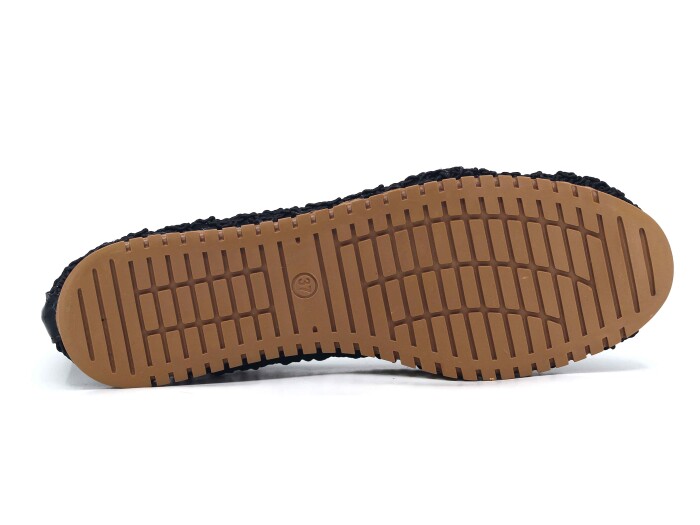 Sahra Zenne Kalın Taban Çiçek Triko Dantelli Babet Ayakkabı Siyah - 3