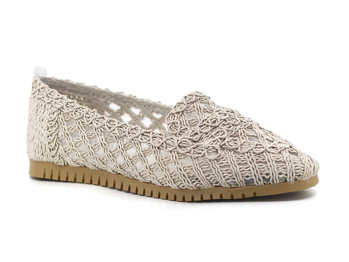 Sahra Zenne Kalın Taban Triko Dantelli Babet Ayakkabı Bej - Sahra