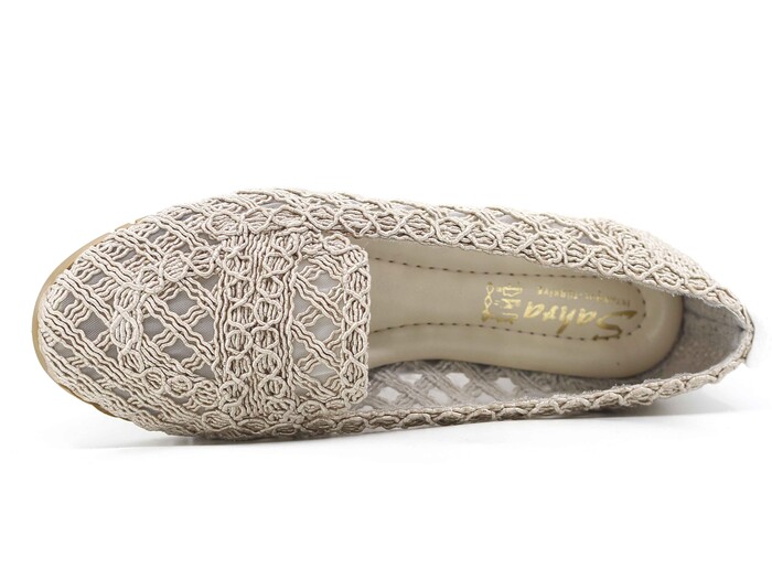 Sahra Zenne Kalın Taban Triko Dantelli Babet Ayakkabı Bej - Sahra (1)