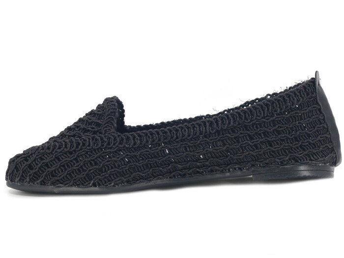 Sahra Zenne Kalın Taban Triko Dantelli Babet Ayakkabı Siyah - Sahra (1)