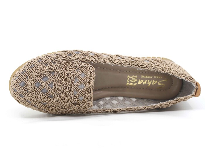 Sahra Zenne Kalın Taban Triko Dantelli Babet Ayakkabı Vizon - Sahra (1)