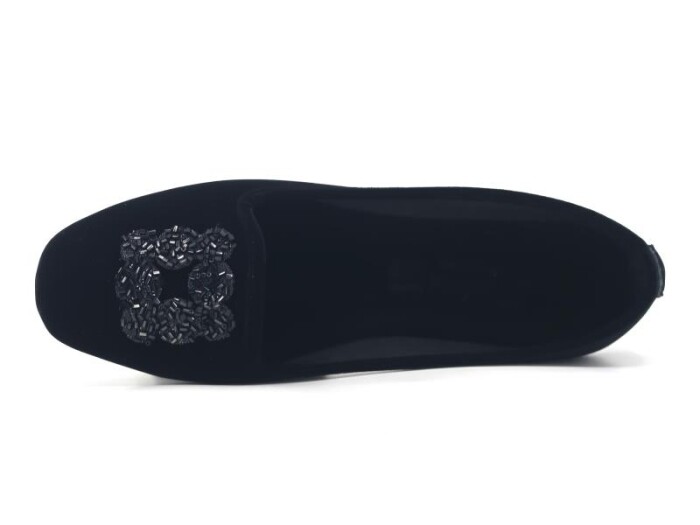 Sahra Zenne Kare Taşlı Babet Ev Ayakkabısı Siyah - Sahra (1)