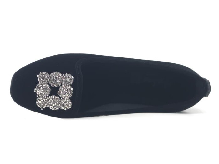 Sahra Zenne Kare Taşlı Babet Ev Ayakkabısı Siyah - Gri - Sahra (1)