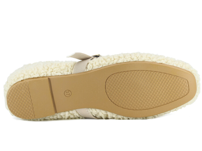 Sahra Zenne Kıvırcık Babet Ev Ayakkabısı Bej - 3