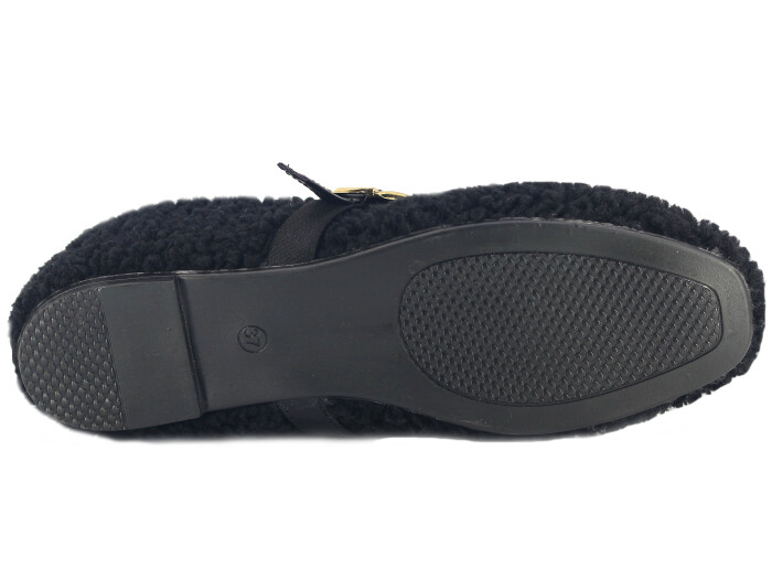 Sahra Zenne Kıvırcık Babet Ev Ayakkabısı Siyah - 3