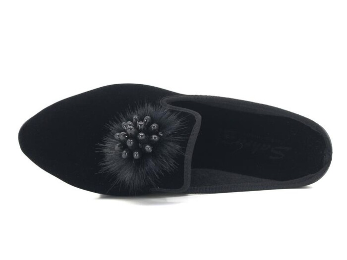 Sahra Zenne Sivri Üzümlü Gondol Ev Terliği Siyah - Sahra (1)