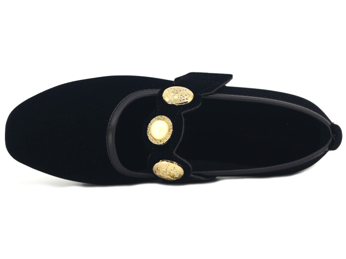 Sahra Zenne Akçeli Babet Ev Ayakkabısı Siyah İnci - Sahra (1)