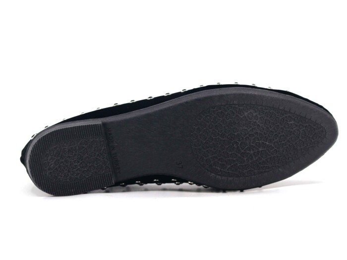 Sahra Zenne Özel Taşlı Babet Ayakkabı Siyah - 3