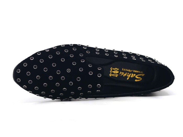 Sahra Zenne Özel Taşlı Babet Ayakkabı Siyah - Sahra (1)