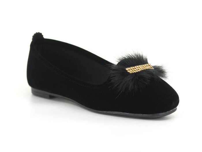 Sahra Zenne Pırlantalı Babet Ev Ayakkabısı Siyah - Altın - Sahra