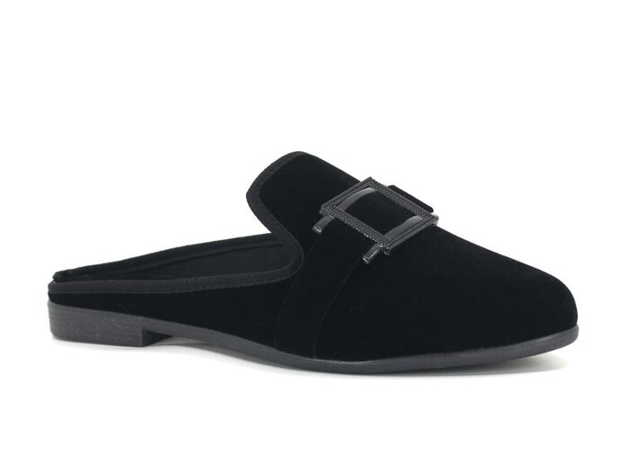 Sahra Zenne Sivri Kare Tokalı Ev Terliği Siyah - 1