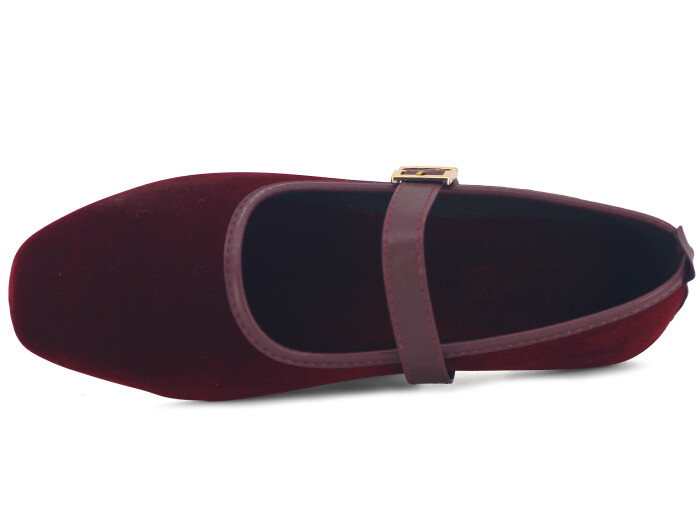 Sahra Zenne Şeritli Babet Ev Ayakkabısı Bordo - Sahra (1)