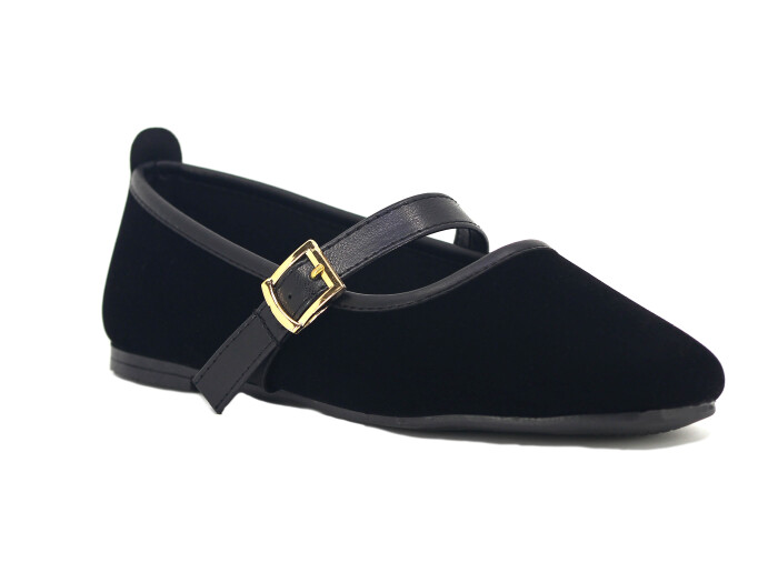 Sahra Zenne Şeritli Babet Ev Ayakkabısı Siyah - Sahra