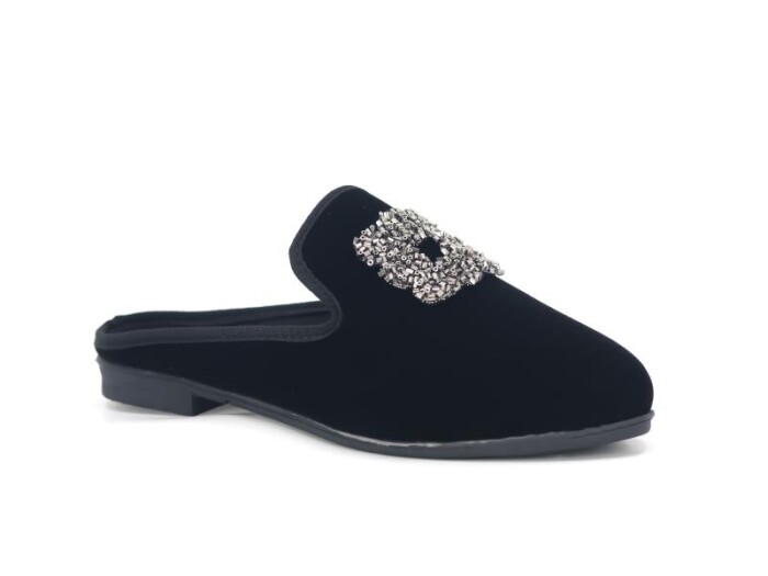 Sahra Zenne Sivri Boncuklu Ev Terliği Siyah - Gri - 1