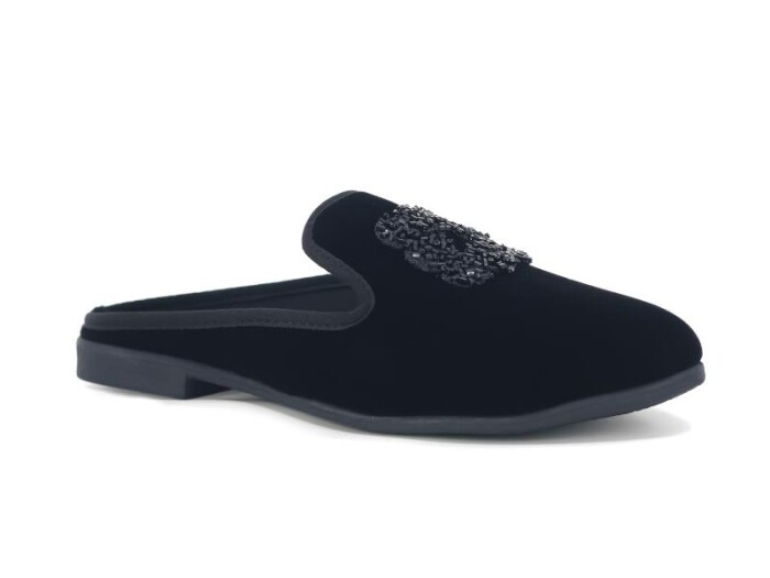 Sahra Zenne Sivri Boncuklu Ev Terliği Siyah 