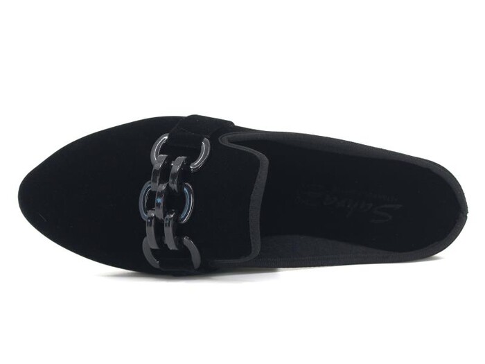 Sahra Zenne Sivri Büyük Zincir Toka Gondol Ev Terliği Siyah - Füme - Sahra (1)