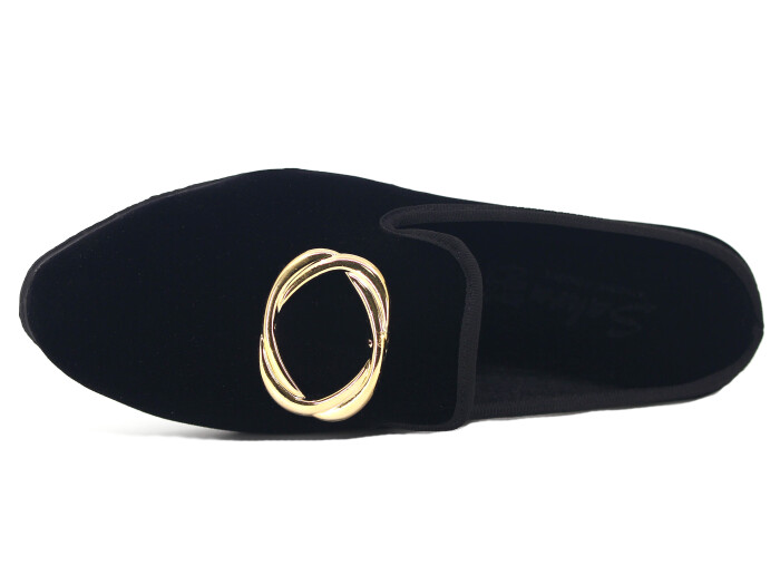 Sahra Zenne Sivri Çember Geçmeli Gondol Ev Terliği Altın - Sahra (1)