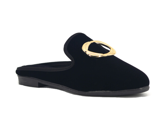 Sahra Zenne Sivri Çember Geçmeli Gondol Ev Terliği Altın - Sahra