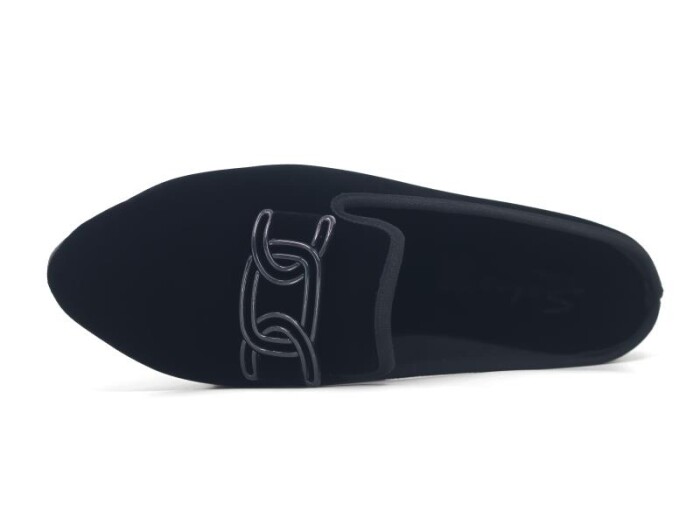 Sahra Zenne Sivri Geçmeli Toka Gondol Ev Terliği Siyah - Sahra (1)