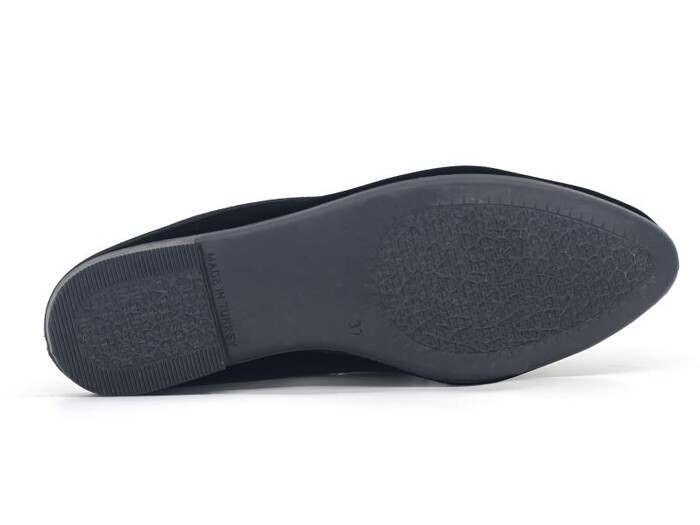 Sahra Zenne Sivri Kare Taşlı Gondol Ev Terliği Siyah - 3