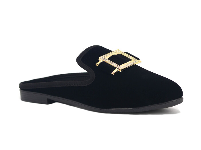 Sahra Zenne Sivri Kare Tokalı Ev Terliği Altın 