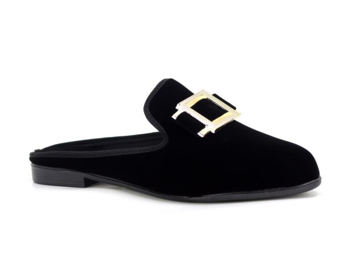 Sahra Zenne Sivri Kare Tokalı Ev Terliği Sarı Tokalı - Sahra