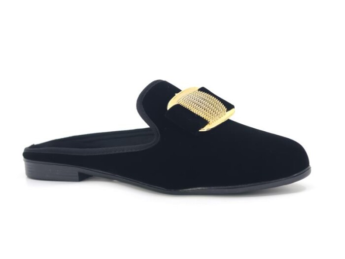 Sahra Zenne Sivri Petek Toka Gondol Ev Terliği Sarı Tokalı - Sahra