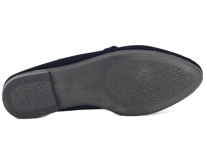 Sahra Zenne Sivri Sarı Toka Gondol Ev Terliği Siyah - 3