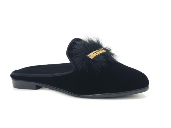 Sahra Zenne Sivri Tüylü Tokalı Ev Terliği Sarı Tokalı - Sahra