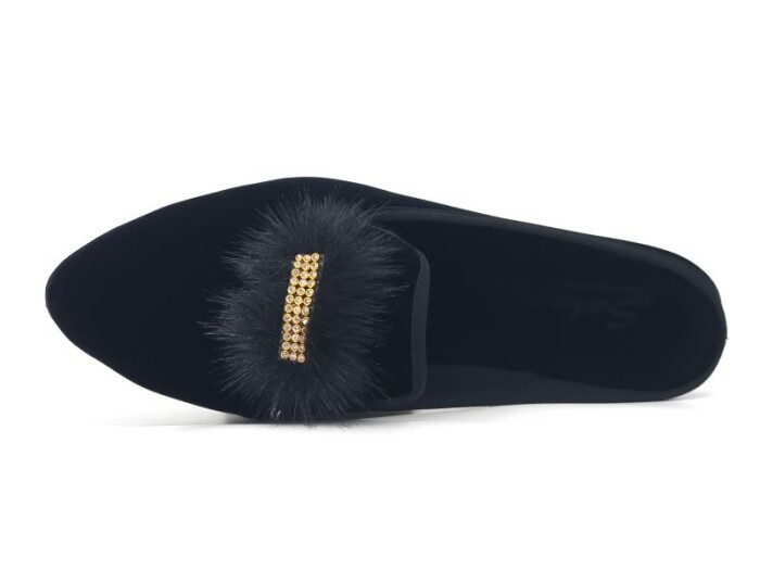 Sahra Zenne Sivri Tüylü Tokalı Ev Terliği Sarı Tokalı - Sahra (1)