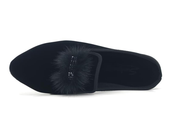 Sahra Zenne Sivri Tüylü Tokalı Ev Terliği Siyah - 2