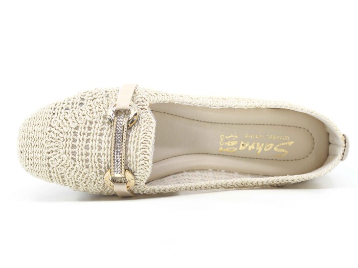 Sahra Zenne Taşlı Triko Babet Ayakkabı Bej - Sahra (1)