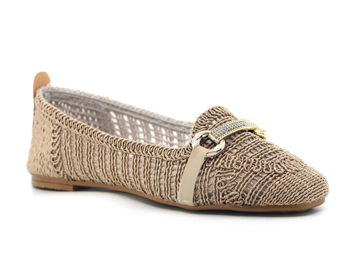 Sahra Zenne Taşlı Triko Babet Ayakkabı Vizon - Sahra