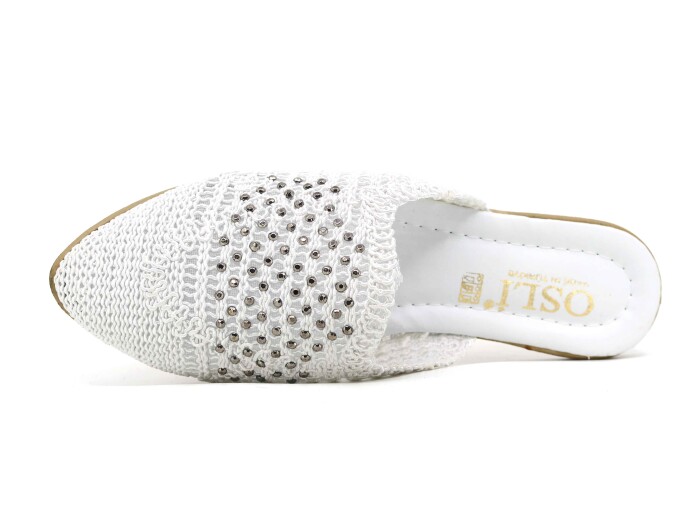 Sahra Zenne Taşlı Triko Günlük Terlik Beyaz - Sahra (1)