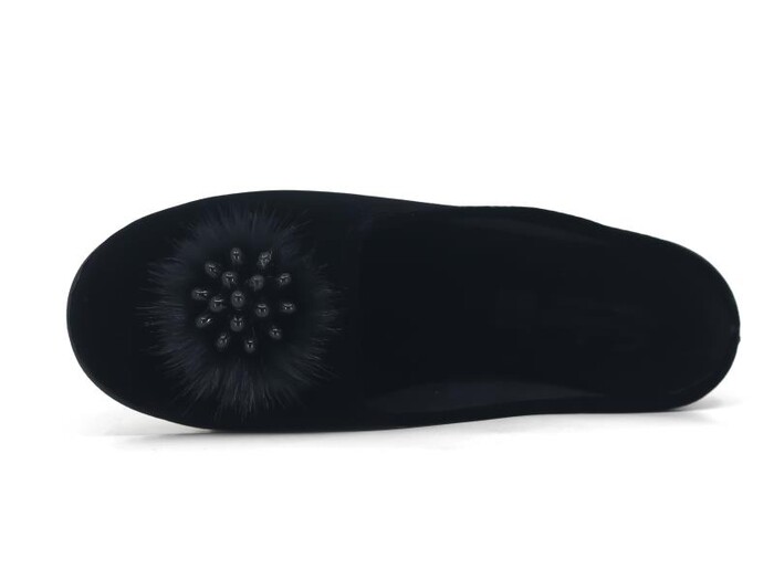 Sahra Zenne Üzümlü Gondol Kışlık Ev Terliği Siyah - 3