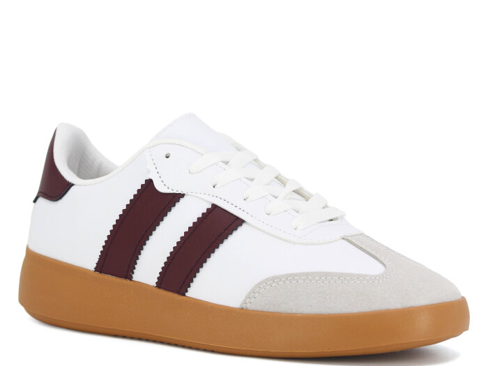 Savista Zenne Samba Çift Bantlı Spor Ayakkabı Beyaz - Bordo - Savista