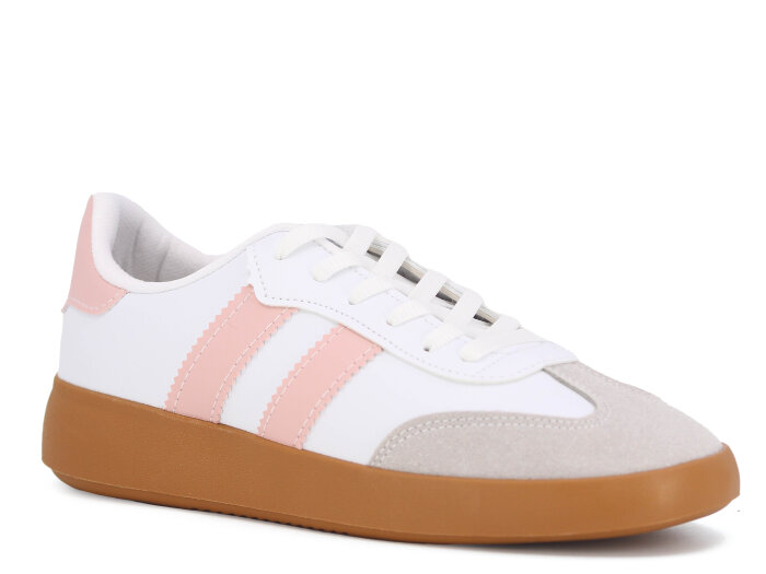 Savista Zenne Samba Çift Bantlı Spor Ayakkabı Beyaz - Pembe - Savista