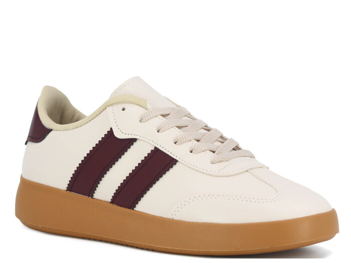 Savista Zenne Samba Çift Bantlı Spor Ayakkabı Krem - Bordo - Savista