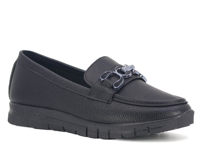 Seçkin Zenne Geçmeli Tokalı Anne Ayakkabısı Siyah Cilt - Seçkin